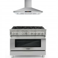Commercial-Style 36 In. 4.5 Cu. Ft. Gas Range With 36 In. Ducted Range Hood In Stainless Steel With Touch Controls, Led Lighting And Permanent Filters