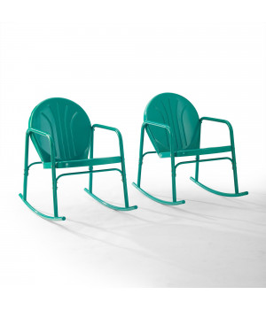 Griffith 2Pc Outdoor Rocking Chair Set - Turquoise Gloss