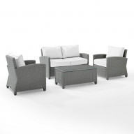 Bradenton 4Pc Outdoor Conversation Set - Sunbrella- Loveseat, Coffee Table, And 2 Armchairs