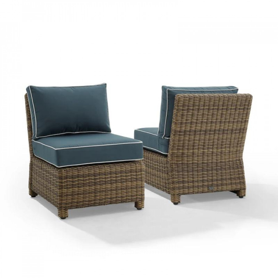 Bradenton 2Pc Outdoor Wicker Chair Set- 2 Armless Chairs