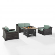 Beaufort 4Pc Outdoor Wicker Conversation Set W/Fire Table - Mist