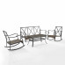 Dahlia 4Pc Outdoor Metal And Wicker Sofa Set- Sofa, Coffee Table & 2 Rocking Chairs