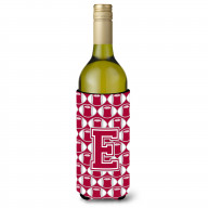 Letter E Football Crimson, grey and white Wine Bottle Beverage Insulator Hugger CJ1065-ELITERK
