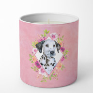 Dalmatian Puppy Pink Flowers 10 oz Decorative Soy Candle CK4136CDL