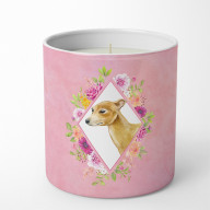 Italian Greyhound Pink Flowers 10 oz Decorative Soy Candle CK4154CDL