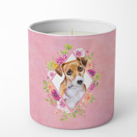 Jack Russell Terrier #1 Pink Flowers 10 oz Decorative Soy Candle CK4155CDL