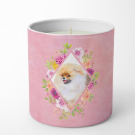 Pomeranian #2 Pink Flowers 10 oz Decorative Soy Candle CK4170CDL