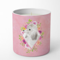 White Standard Poodle Pink Flowers 10 oz Decorative Soy Candle CK4200CDL