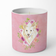 White Collie Pink Flowers 10 oz Decorative Soy Candle CK4201CDL