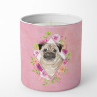 Fawn Pug Pink Flowers 10 oz Decorative Soy Candle CK4218CDL