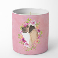 Fawn Great Dane Pink Flowers 10 oz Decorative Soy Candle CK4234CDL