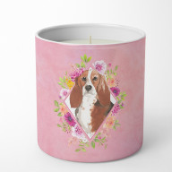Basset Hound Pink Flowers 10 oz Decorative Soy Candle CK4266CDL
