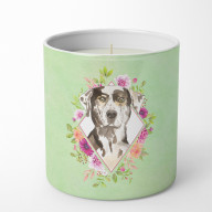 Catahoula Leopard Dog Green Flowers 10 oz Decorative Soy Candle CK4409CDL