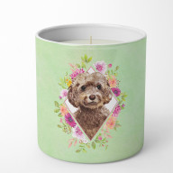 Chocolate Cockapoo Green Flowers 10 oz Decorative Soy Candle CK4413CDL