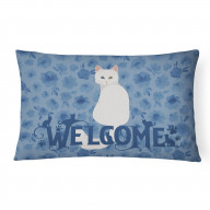 Turkish Angora Cat Welcome Canvas Fabric Decorative Pillow CK5073PW1216