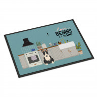 Black White Bull Terrier Kitchen Scene Indoor or Outdoor Mat 18x27 CK7837MAT
