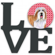Bearded Collie Hearts Love and Valentine's Day Portrait Metal Wall Artwork LOVE LH9150WALV