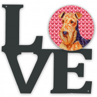 Airedale Hearts Love and Valentine's Day Portrait Metal Wall Artwork LOVE LH9156WALV