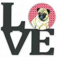 Pug Hearts Love and Valentine's Day Portrait Metal Wall Artwork LOVE LH9162WALV