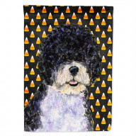Caroline's Treasures SS4284CHF Portuguese Water Dog Candy Corn Halloween Portrait Canvas House Flag