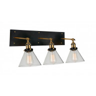 3 Light Wall Sconce with Black & Gold Brass finish