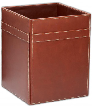 Dacasso Leather Square Waste Basket - Rustic Brown (Pack of 2)
