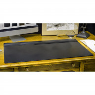 Black Leather Top-Rail Desk Pad/Desk Protector, 34