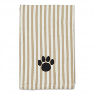 DII Taupe Stripe Embroidered Paw Pet Towel