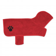 DII Red Embroidered Paw Medium Pet Robe