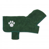 DII Hunter Green Embroidered Paw Small Pet Robe