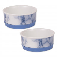 DII Pet Bowl Blue Marble Small 4.25Dx2H (Set of 2)