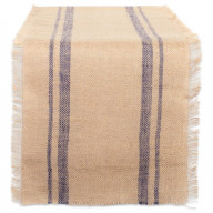 DII French Blue Double Border Burlap Table Runner