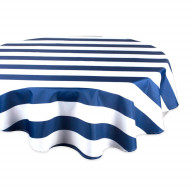 DII Nautical Blue Cabana Stripe Outdoor Tablecloth 60 Round