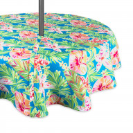 DII Summer Floral Outdoor Tablecloth With Zipper 60 Round