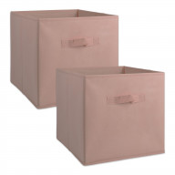 DII Nonwoven Polypropylene Cube Solid Millennial Pink Square (Set of 2)