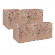 DII Nonwoven Polyester Cube Dots Millennial Pink/Gold Square (Set of 4)