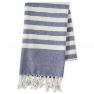 DII Nautical Blue 1 Inch Stripe Fouta Towel