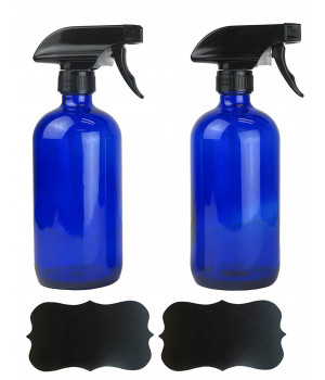 DII 16oz Cobalt Blue Glass Bottle Set/ 2 With Labels