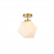 Lawrence 1 light brass and white glass flush mount