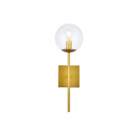 Neri 1 light brass and clear glass wall sconce