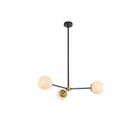 Briggs 32 inch pendant in black and brass with white shade