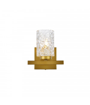 Cassie 1 light bath sconce in brass with clear shade