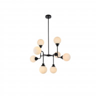 Hanson 8 lights pendant in black with frosted shade