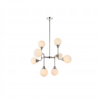 Hanson 8 lights pendant in polished nickel with frosted shade