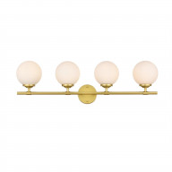 Ansley 4 light Brass and frosted white Bath Sconce