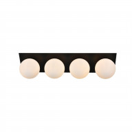 Jillian 4 light Black and frosted white Bath Sconce