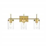 Benny 3 light Brass and Clear Bath Sconce