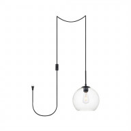 Baxter 1 Light Black plug-in Pendant With Clear Glass