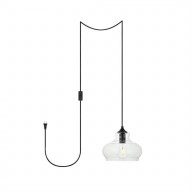 Destry 1 Light Black plug-in Pendant With Clear Glass
