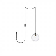 Cashel 1 light Black and Clear glass plug-in pendant